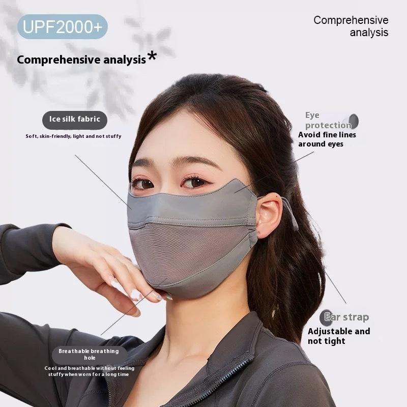 Маска из ледяного шелка для женщин, тонкая сетчатая дышащая маска, летний солнцезащитный шарф для лица, уличная накидка, маска для пеших прогулок, езды, бега, спорта