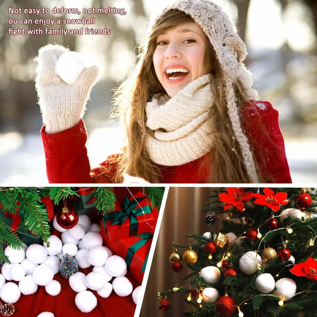 10 Pack Snow Fight Balls 2.8 Inch Large Size Christmas & Winter Holiday Realistic Fake Snow Toys for Indoor & Outdoor Snow Fight & Toss Game