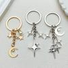 Metal Star and Moon Pendant Keychain for Bags and Luggage