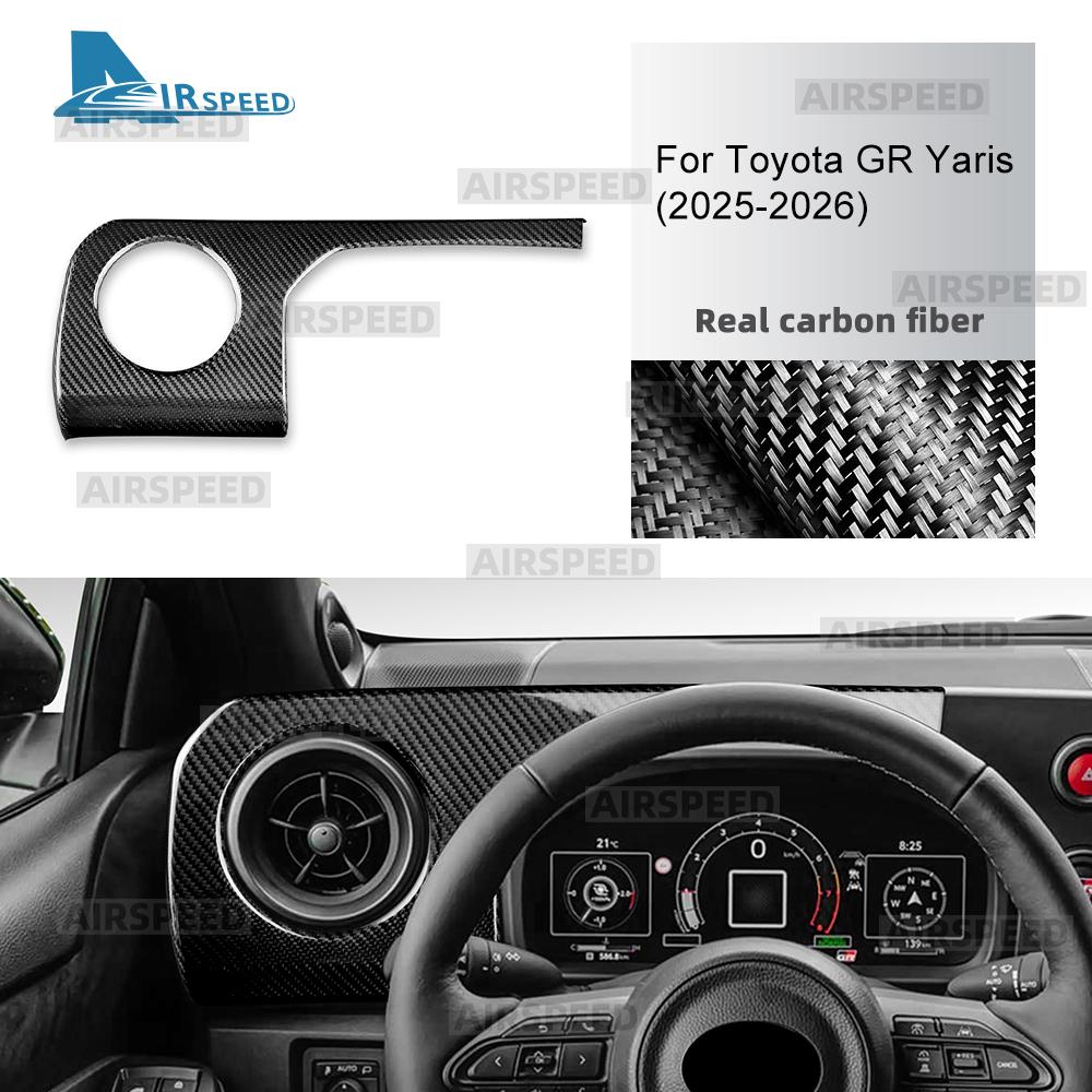 Real Dry Hard Carbon Fiber Sticker For Toyota GR Yaris 2025 2026 Car Driver Passenger Co-Pilot Side Outlet Interior Cover Trim