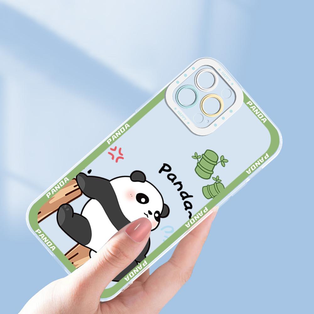 Для Vivo Y15S Y17S Y36 Y20 Y22S Y28 Y75 Y33S Y18 V27 V29e V30e V20 V21 Tecno Pova 5 милый мультяшный панда мягкий прозрачный ТПУ полный защитный чехол для линз