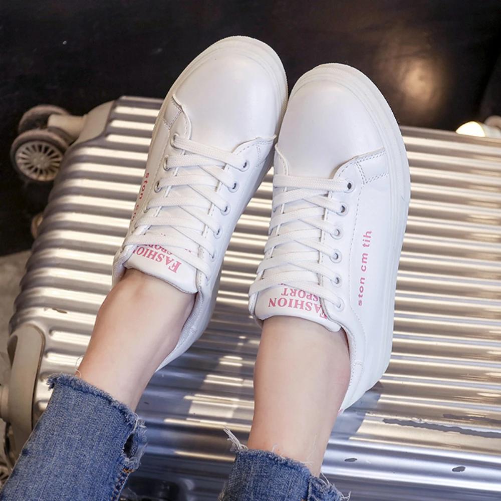 Белые женские повседневные кроссовки летняя обувь женская модная дышащая обувь на шнуровке на плоской подошве для женщин платформа прогулочная дизайнерская обувь