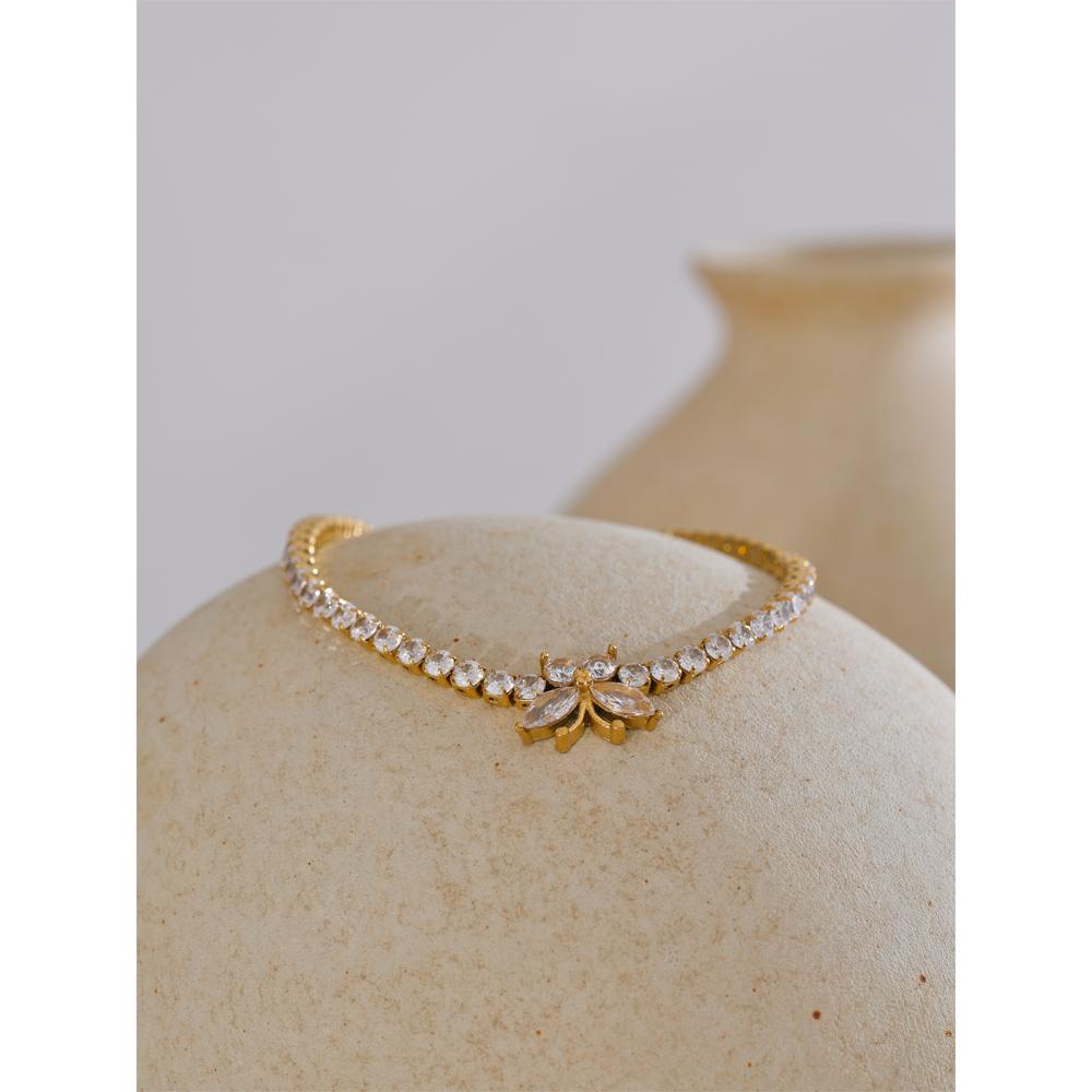 Eetit Высококачественные аксессуары, блестящий браслет-бабочка из кубического циркония, изящные ювелирные изделия из нержавеющей стали золотого и серебряного цвета