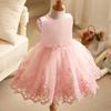 Toddler Flower Embroidery 1 Yrs Birthday Party Dress for Girl Bow Baby Baptism Gown Kids Wedding Party Elegant Princess Dresses