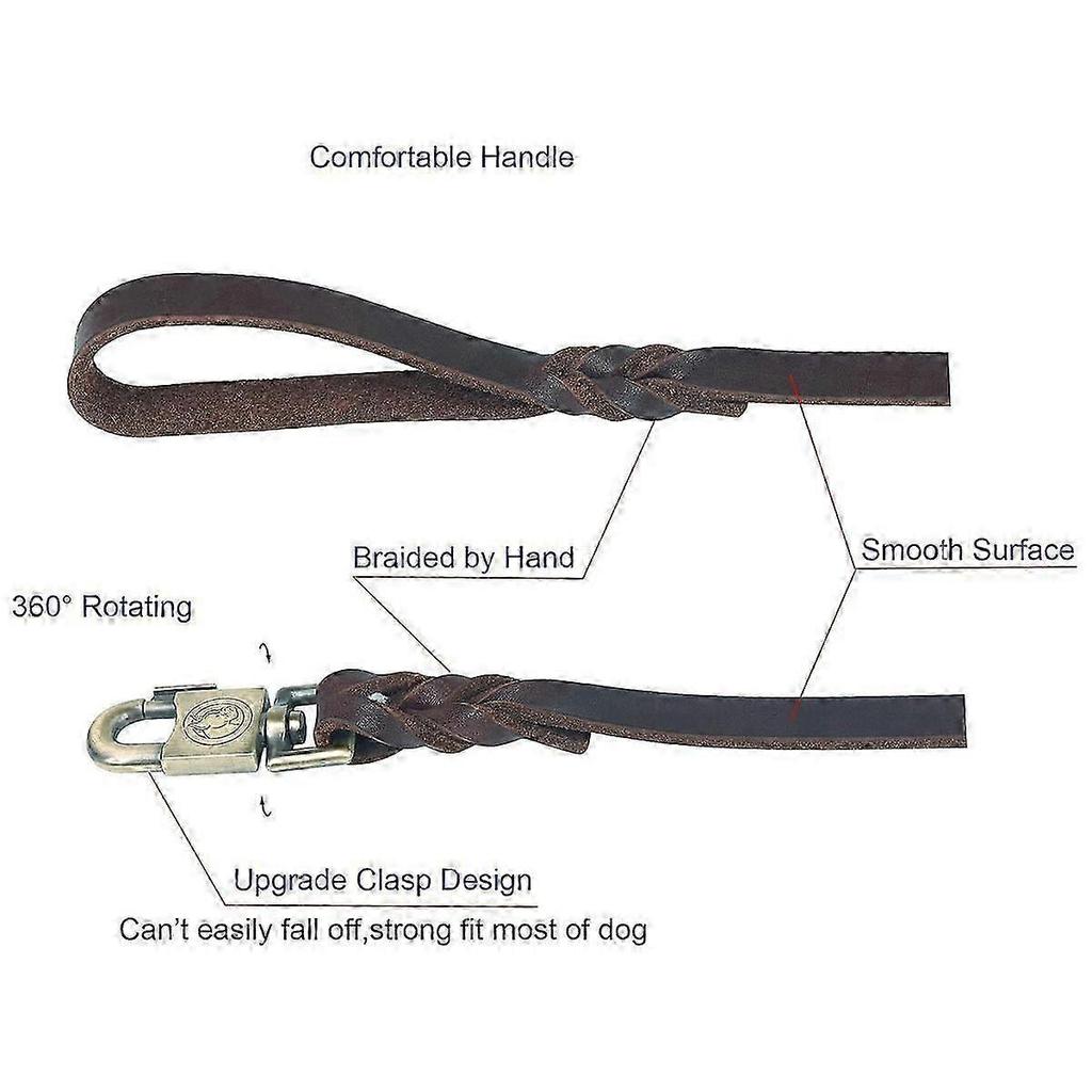 2025 Latest Model 1pc Pet leash Soft Leather Dog Collar & Leash in Braided Pet