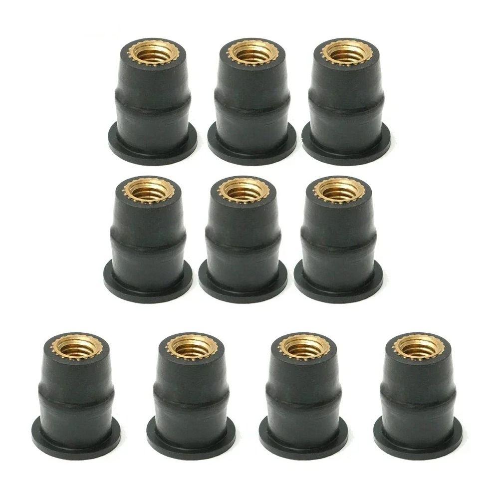 10Pcs Universal Motorcycle Windscreen Nuts Rubber M5 Windshield Bolts Screws Brass Nut Fastener