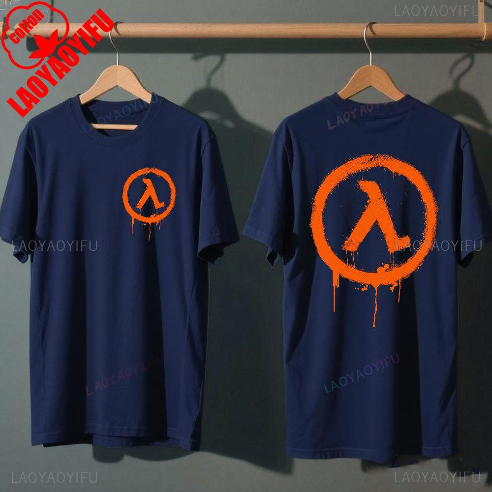 Half Life Classics Logo Lambda in Tops & Tees Cotton T-shirt Vintage Unisex Clothing Graphic T Shirts Streetwear Shirts