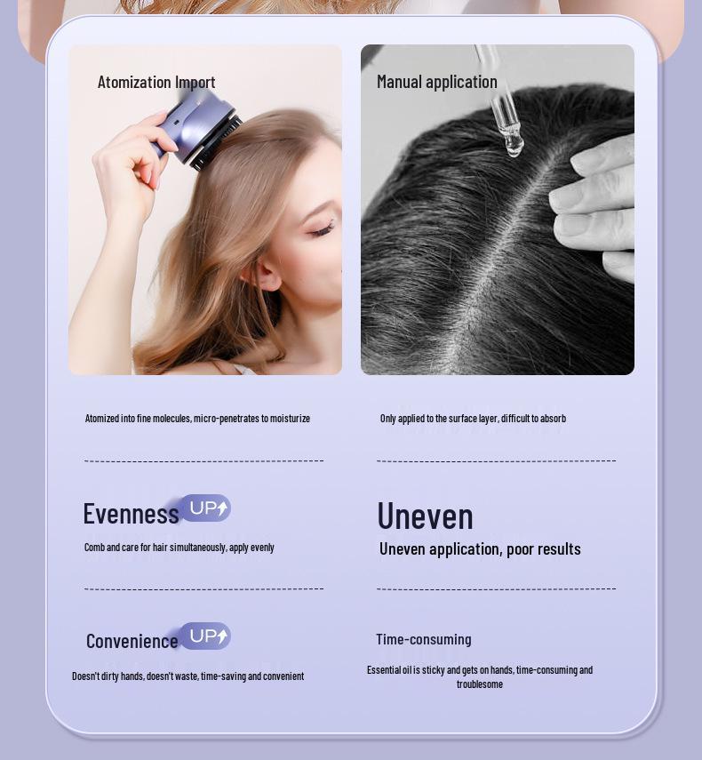 Electric Essential Oil Scalp Massaging Comb with High-Frequency Vibration & Atomizing Spray for Hair Growth