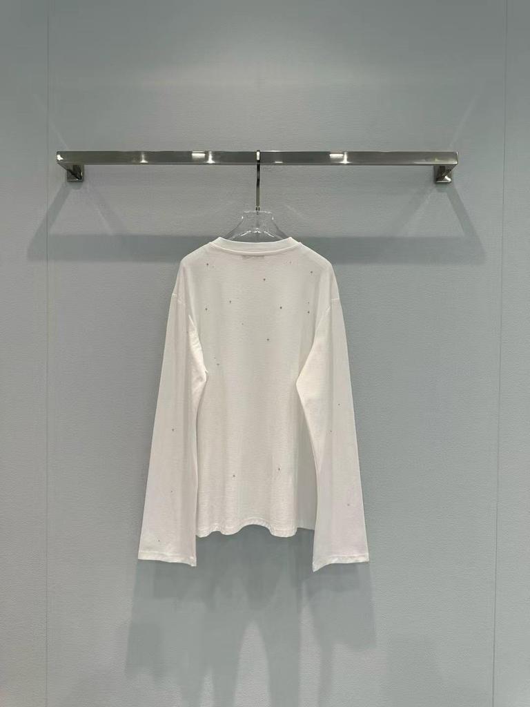 Женская футболка с длинным рукавом 1996 года с зеркальным принтом и стразами