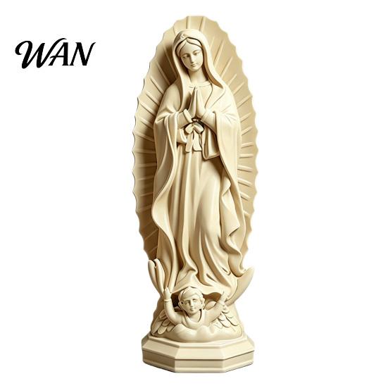 Catholic Statue Resin Virgin Mary Statue, Religious Sculpture, Blessed Holy Figurine Mother for Home Desk Decor