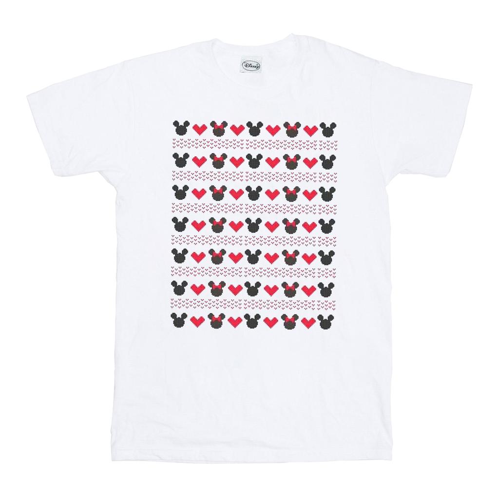 Disney Womens/Ladies Mickey And Minnie Christmas Hearts Cotton Boyfriend T-Shirt