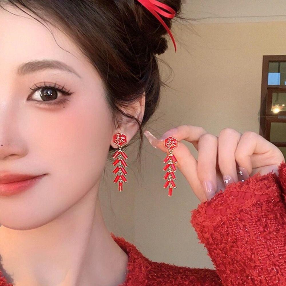 Good Luck New Year Earrings Zinc Zinc Alloy Jewelry Accessories Chinese Style Earrings Earring Pendant