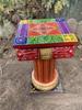 Hand Painted Wooden Chowki Pedestal Table | Indian Folk Art Statue Stand