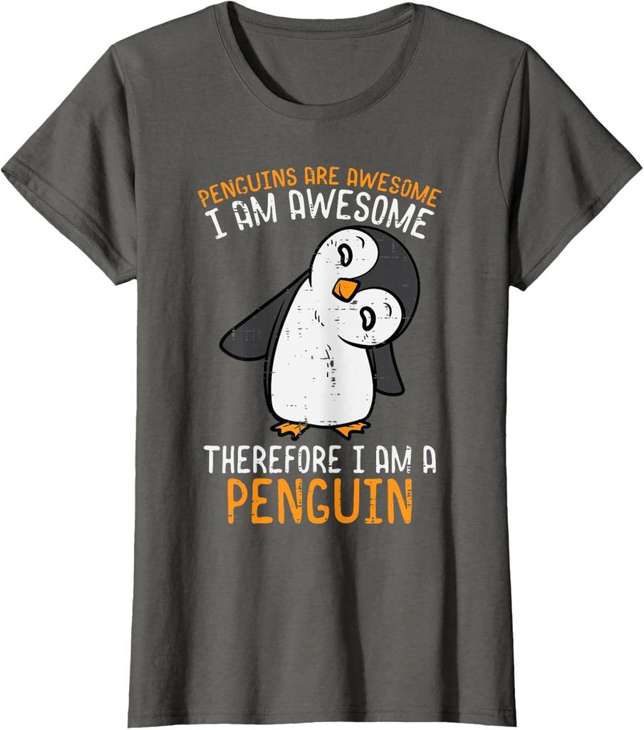 Penguins Are Awesome Therefore Cute Present Nice Ladies' Crewneck T-Shirt