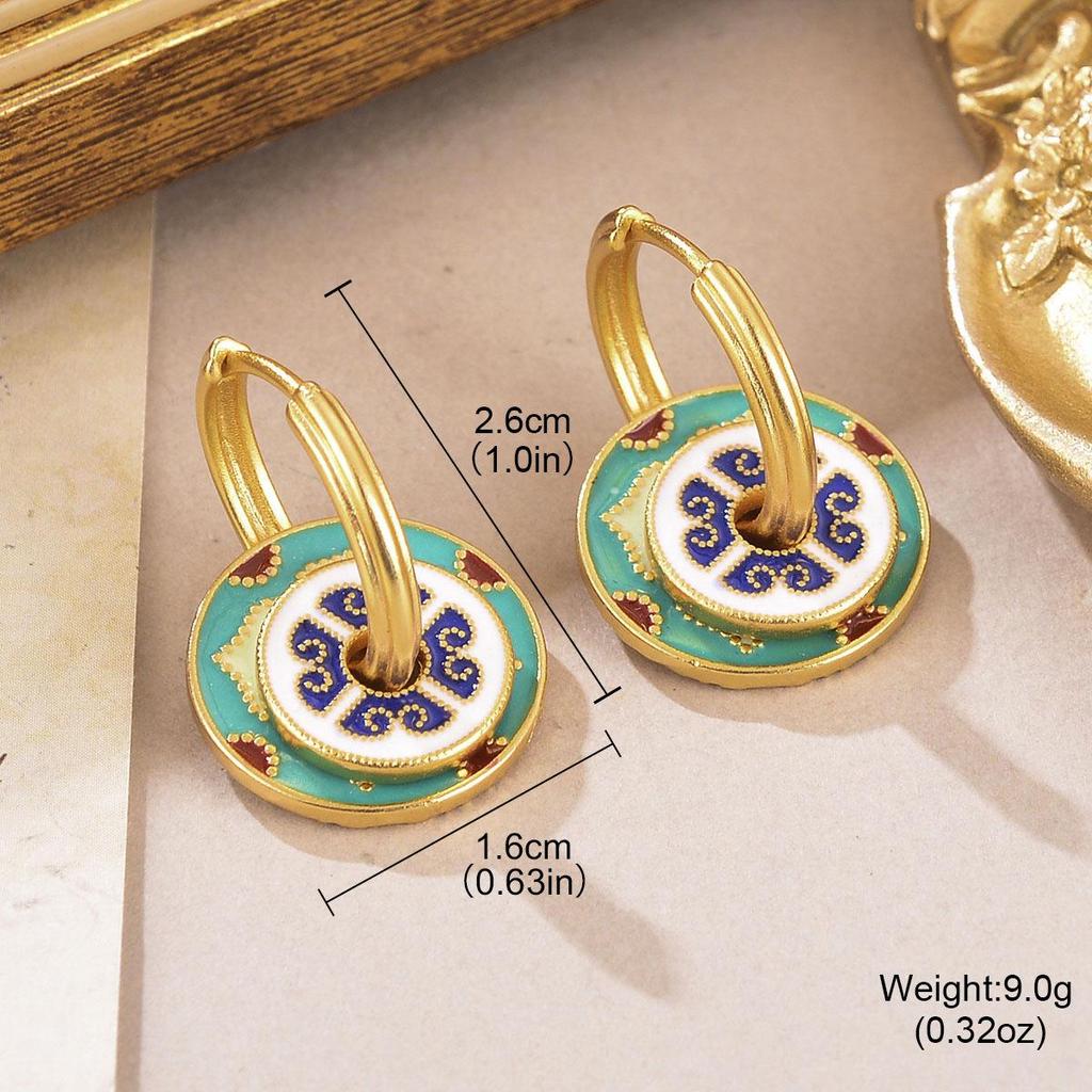 2024 Luxury Enamel Drip Oil Flower Ear Cuffs: Versatile Modern Chinese Style Women's Earrings