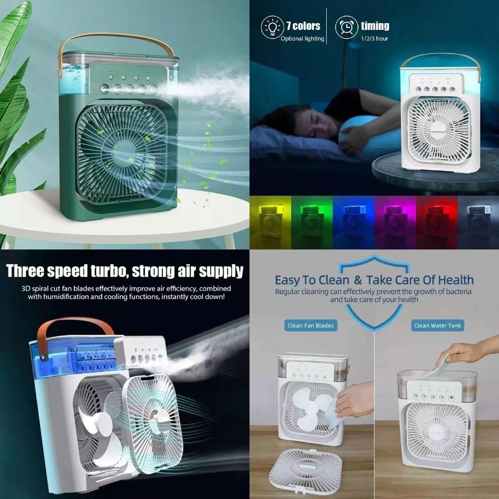 Миниатюрный настольный вентилятор с функцией распыления воды, питанием от USB, тихий портативный кондиционер для общежития и офиса, в пяти цветах.