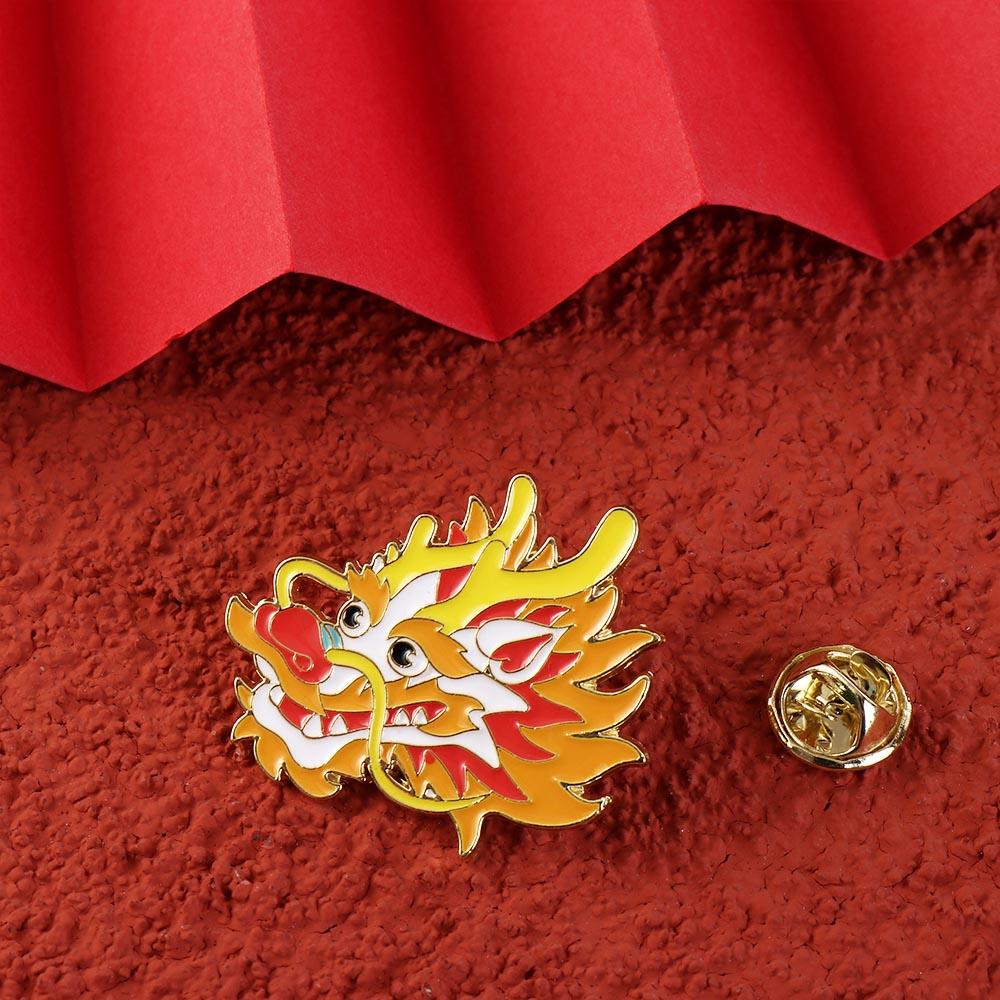 2024 Year Dragon Head Brooch Dragon Year Cartoon Pin Brooch Cartoon Dragon Year Brooch Jewelry