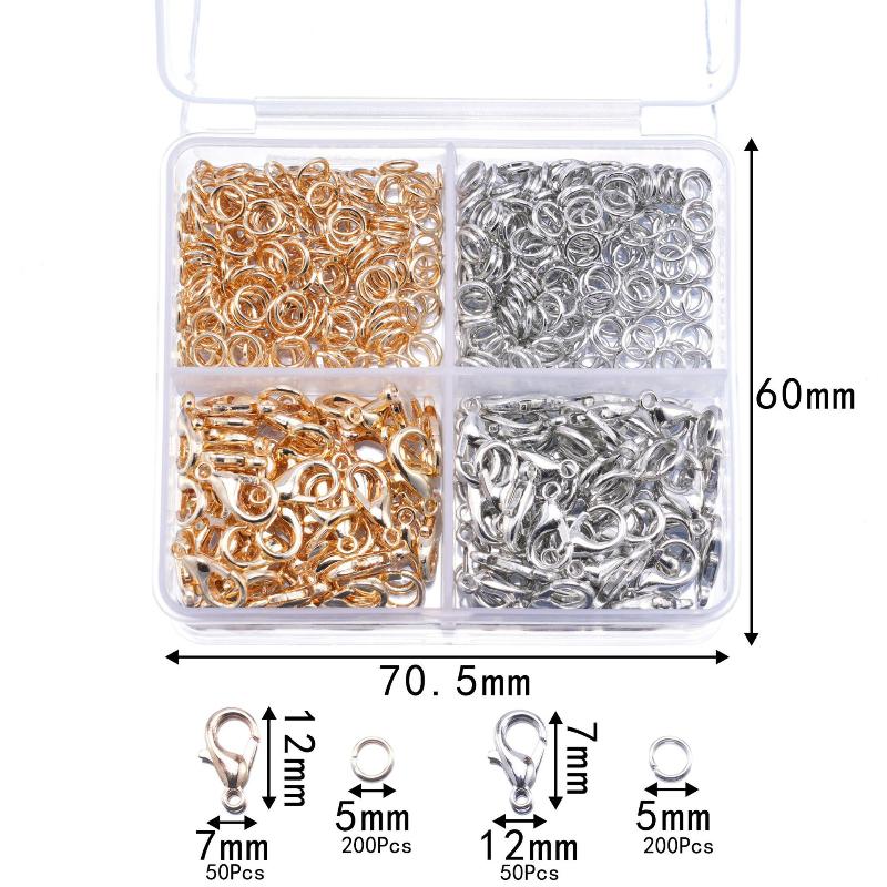 500Pcs/Box Jewelry Making Kit Lobster Clasps & Jump Rings With Box For Diy Chain Necklace Bracelet Anklet Supplies Connectors