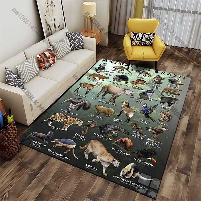 Diverse wildlife of Brazil carpet Yoga living room room decor children's crawling mat doormat area rug games mat