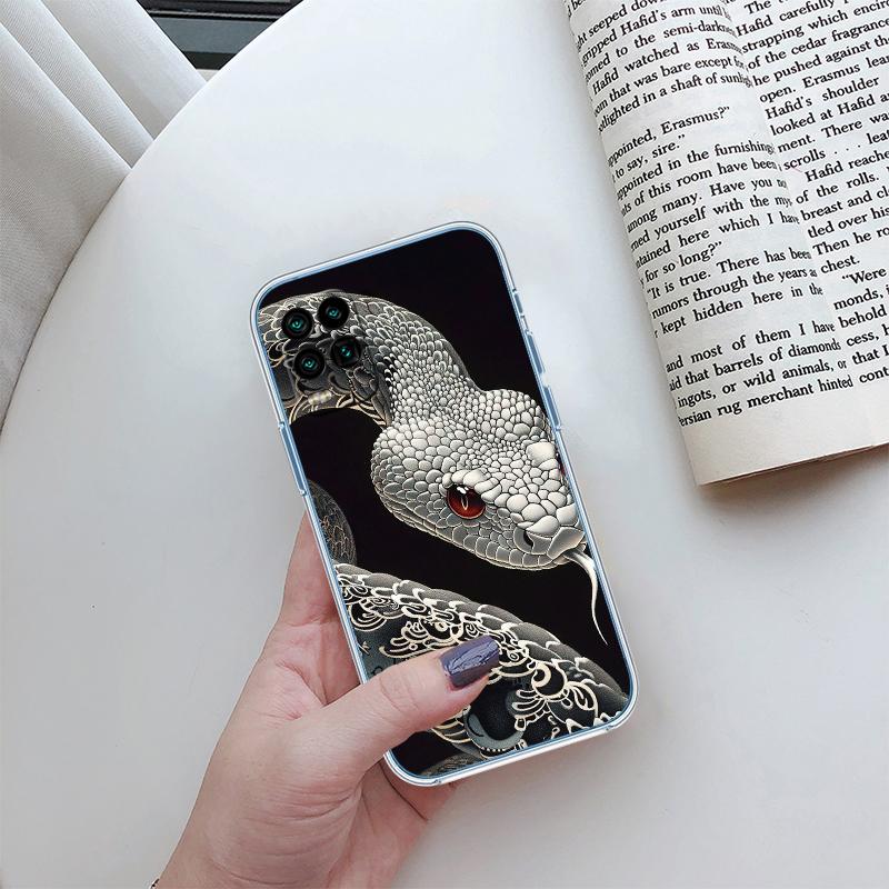 BH15 Cobra Snake Transparent Phone Case for Motorola Moto G40 G04 G05 One Ace Action Fusion + Plus Hyper Macro Vision Zoom