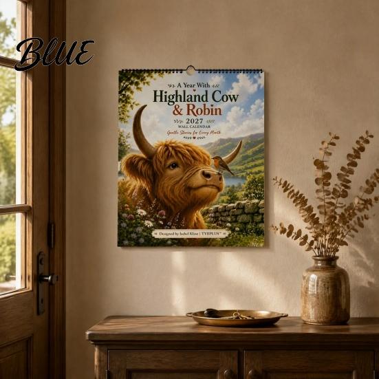 Декоративный настенный ежемесячный планировщик для офиса Highland Calendar Cow Schedule 2027 A4 Подвесной для дома Календарь Офис Шотландский крупный рогатый скот Организатор