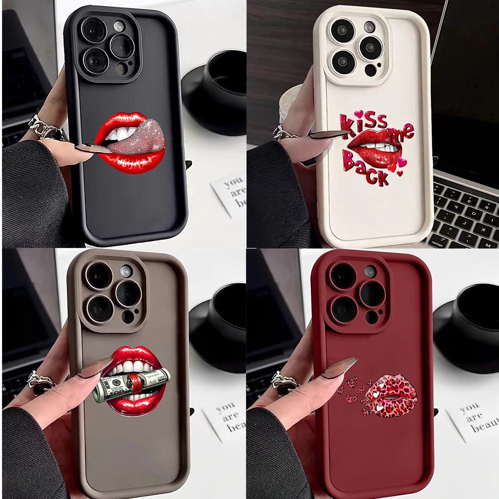 LZ21 Lips kiss design art силиконовый чехол для телефона Infinix Smart 9 Hot 40i Tecno Camon 20 Pro Moto G22 G30 OnePlus Google Pixel 9 противоударный задний чехол