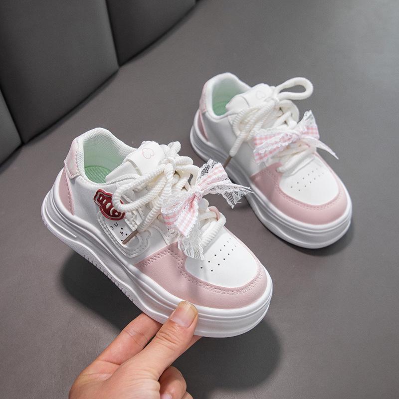 Milky Fufu Spring/Autumn Children's White Skate Shoes - Cute, Versatile, and Comfortable with Thick Soles