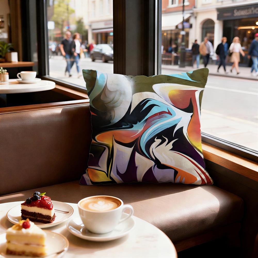 Street Graffiti Texture Cushion Cover Set of Decorative Short Plush Pillow Covers for Sofa Soft Cushion Case x cm