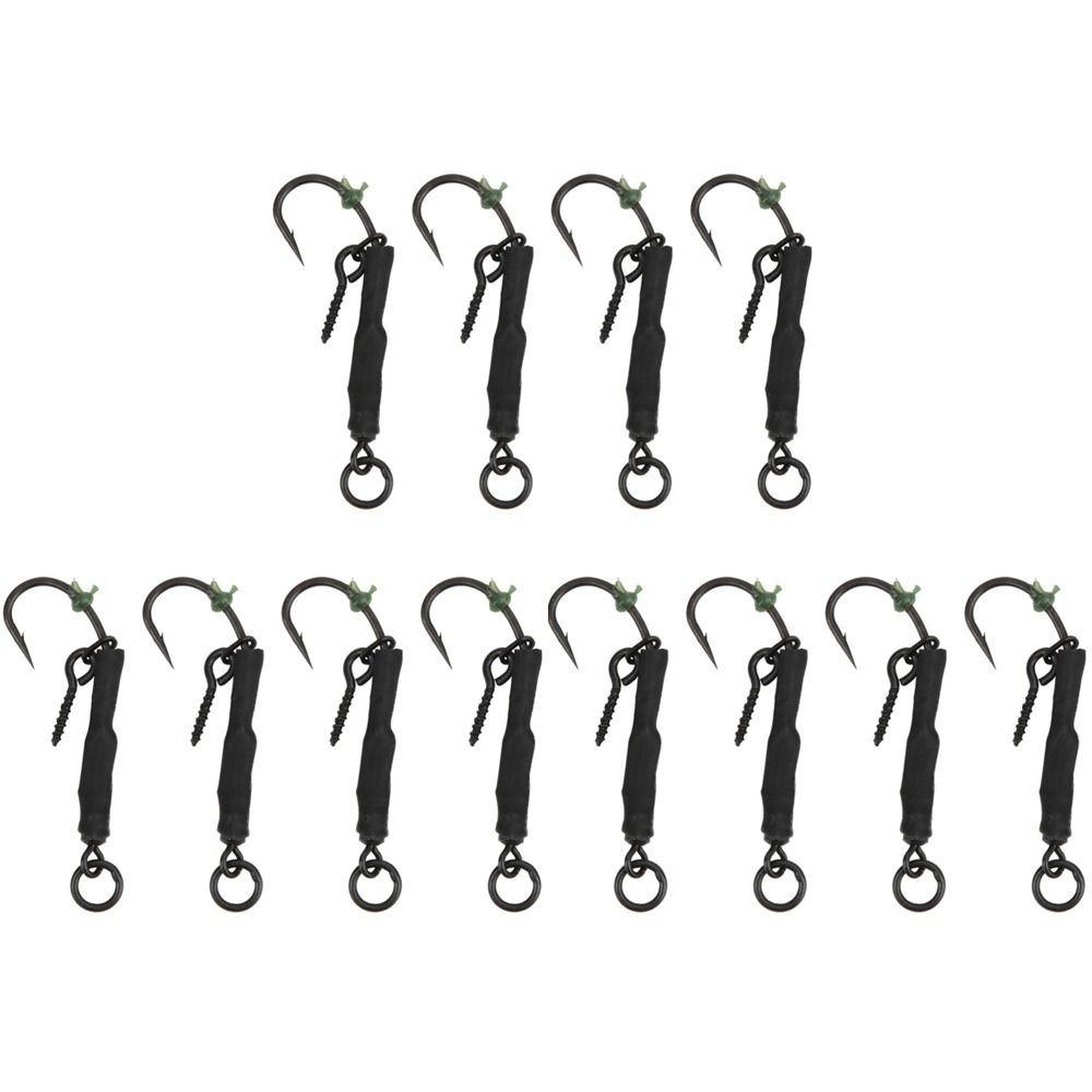 12PCS with Swivels Ronnie Fishing Hook Carbon Steel Fishing Hook Kit Carp Fishing Hook Carp Fishing