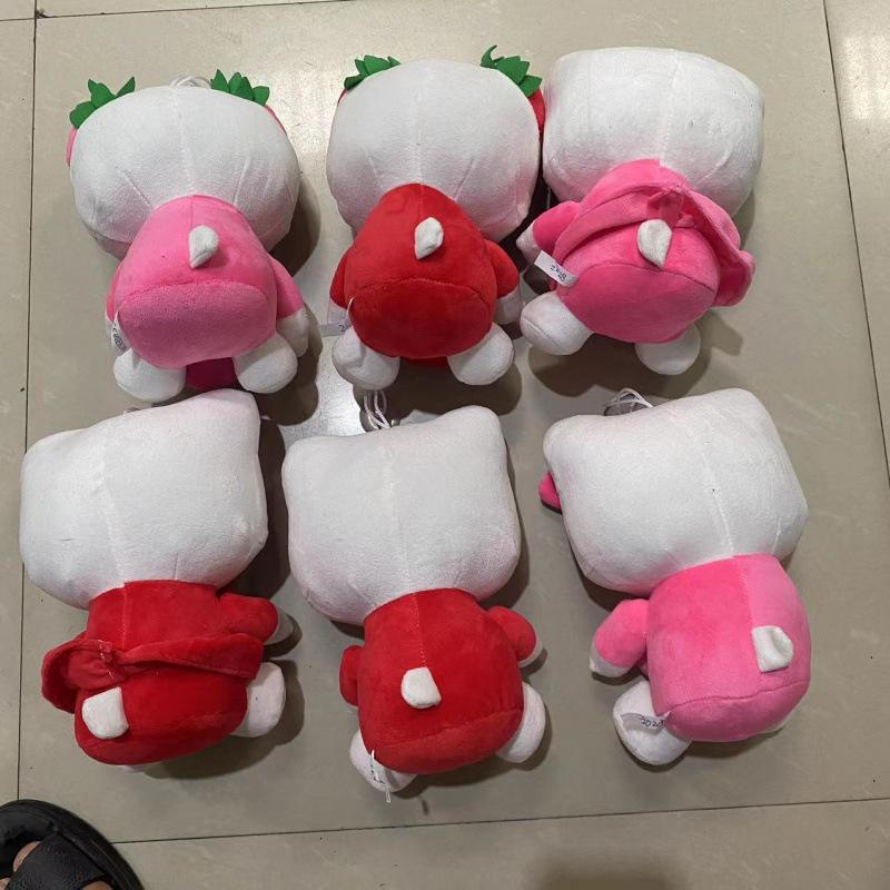 Cute HEllo KITTY KT Cat Hug Strawberry Love Cat Doll Toy