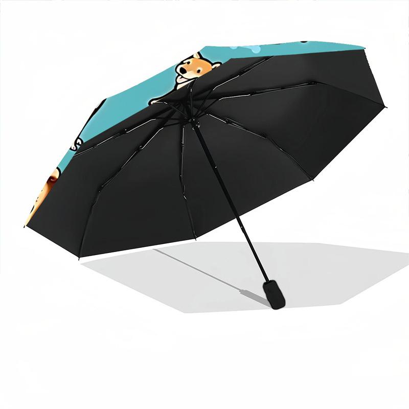 1pc Dogs Bones Fashionable Automatic Opening/Closing Folding Umbrella with 8 Bones, Windproof Portable, Daily Use147