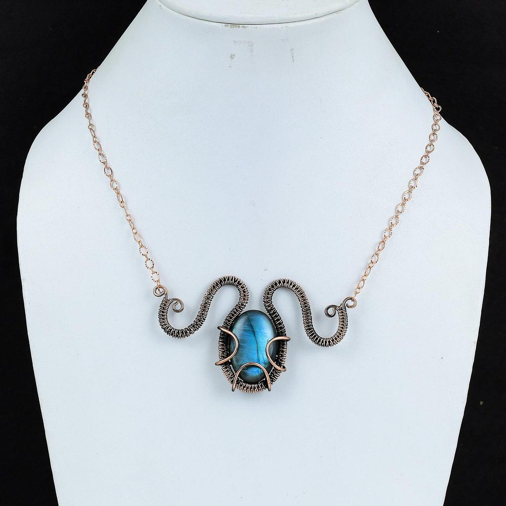Labradorite Necklace Copper Wire Wrapped Necklace Adjustable Necklace Copper Jewelry Handmade Dainty Necklace Gemstone Jewelry Gifts For Mom
