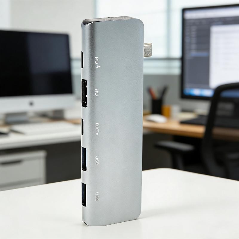 Многопортовые USB-C адаптеры 100 Вт Быстрая зарядка Выход HDTV Металлический корпус Для компьютерных аксессуаров