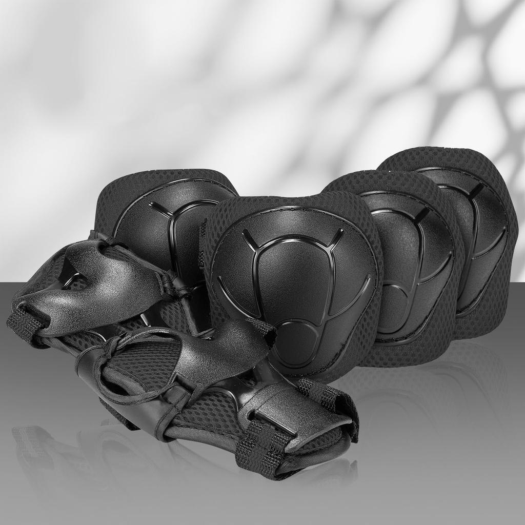 Детская защитная экипировка для юниоров Детские наколенники, налокотники и защита запястий для скейтбординга и Размер Розовый и черный [lulubelle] Набор из 6 предметов, Велоспорт, S,