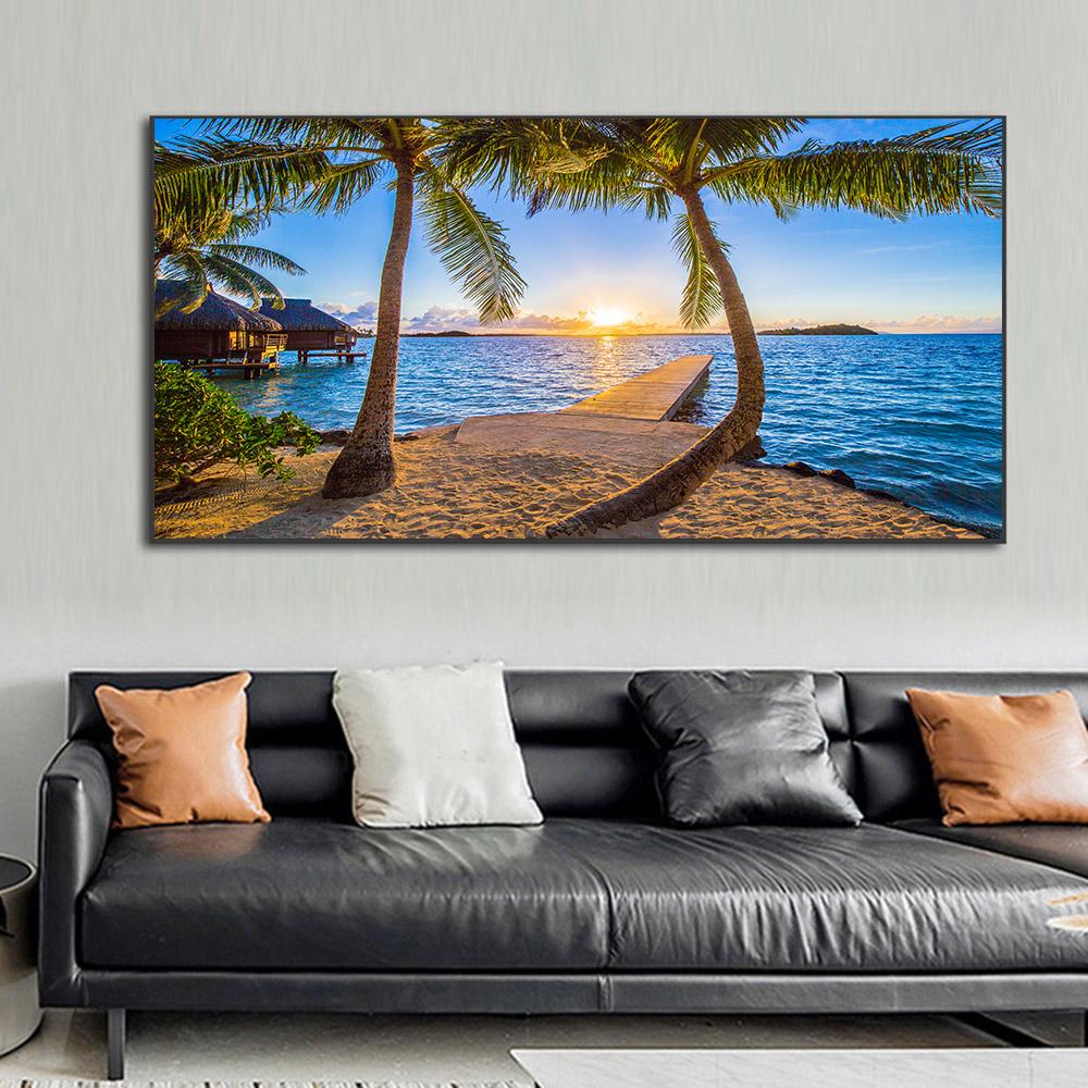 Силуэт пальм закат тропическое море пляж холст картины постеры и принты настенные художественные фотографии домашний декор без рамки
