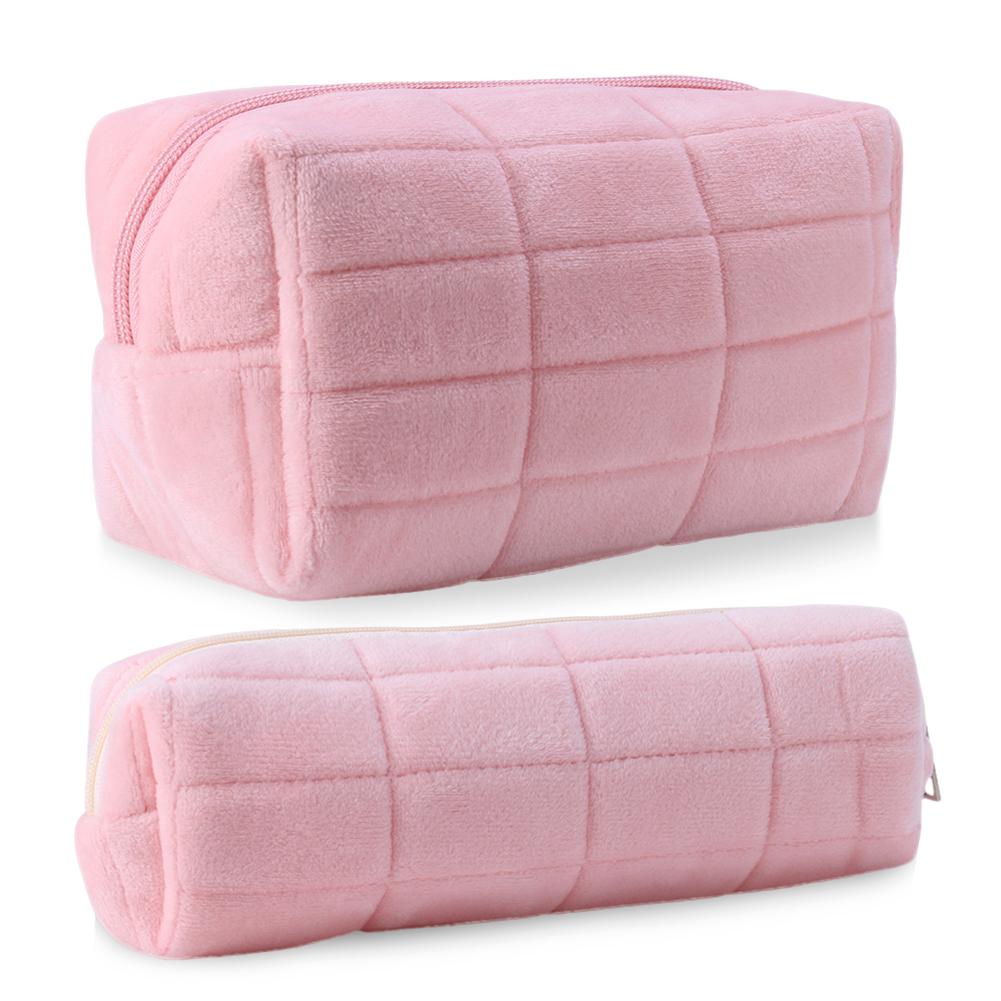 Мягкая косметичка, сумка для хранения косметики, большая вместимость с мешочком для ручек, мягкая косметичка, эстетичная застежка-молния, дорожная сумка для улицы