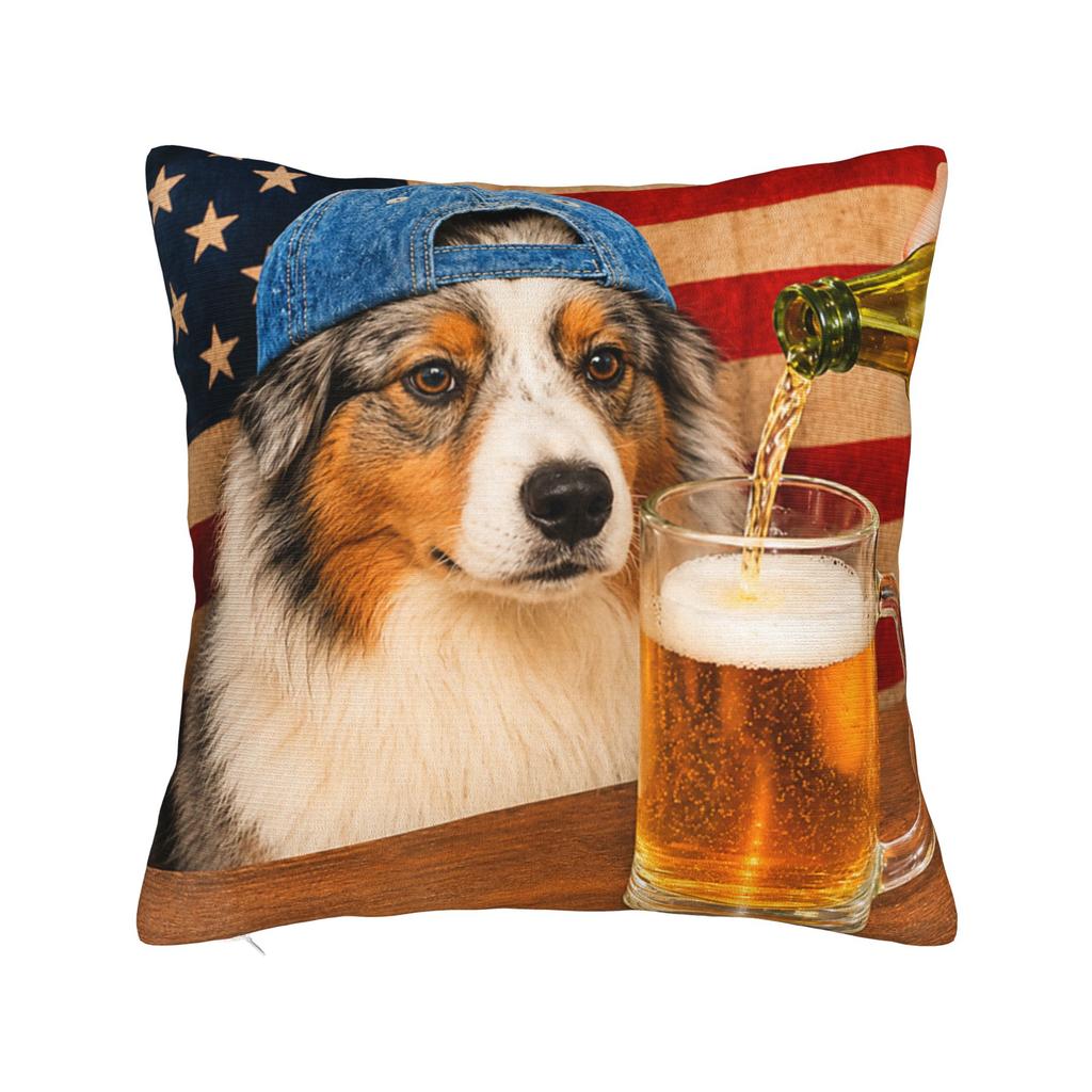 Border Collie Drinking Beer Funny Dog Meme Pillow Covers Printed Cushion Cover Gift Throw Pillow Case Cover Chair Multiple Sizes