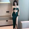 2025 European & American Sexy Ultra-Short Strapless Top with Slit Tight-Fit Dress