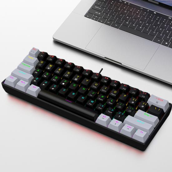 Проводная механическая игровая клавиатура с RGB-подсветкой, эргономичный дизайн, 61 клавиша, компактная мини-проводная офисная клавиатура для ноутбука