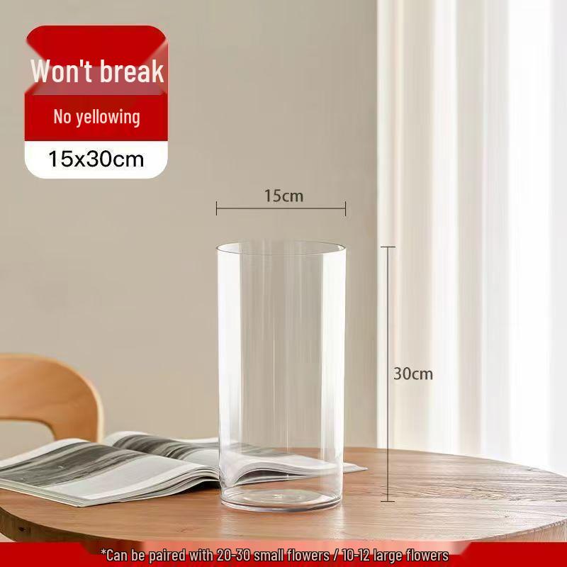 Акриловая прозрачная цилиндрическая ваза, устойчивая к падениям, для цветочных композиций