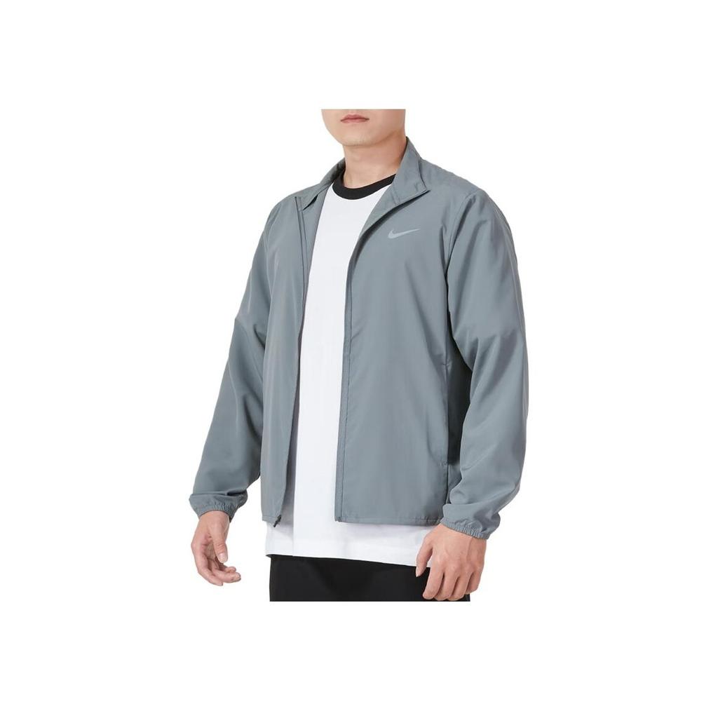 Nike Dri-Fit Однотонный логотип Быстросохнущая дышащая ветрозащитная спортивная повседневная куртка с воротником-стойкой Мужские куртки Дымчато-серые FB7500-084