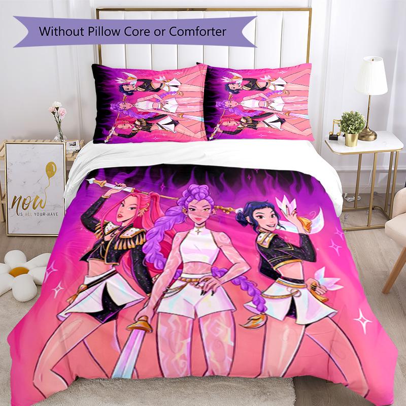 KPOP Hunter 3pcs Bedding Set Duvet Cover Closure Includes 1 Duvet Cover & 2 Pillowcases for All Seasons Bedroom Home Dorm Decor