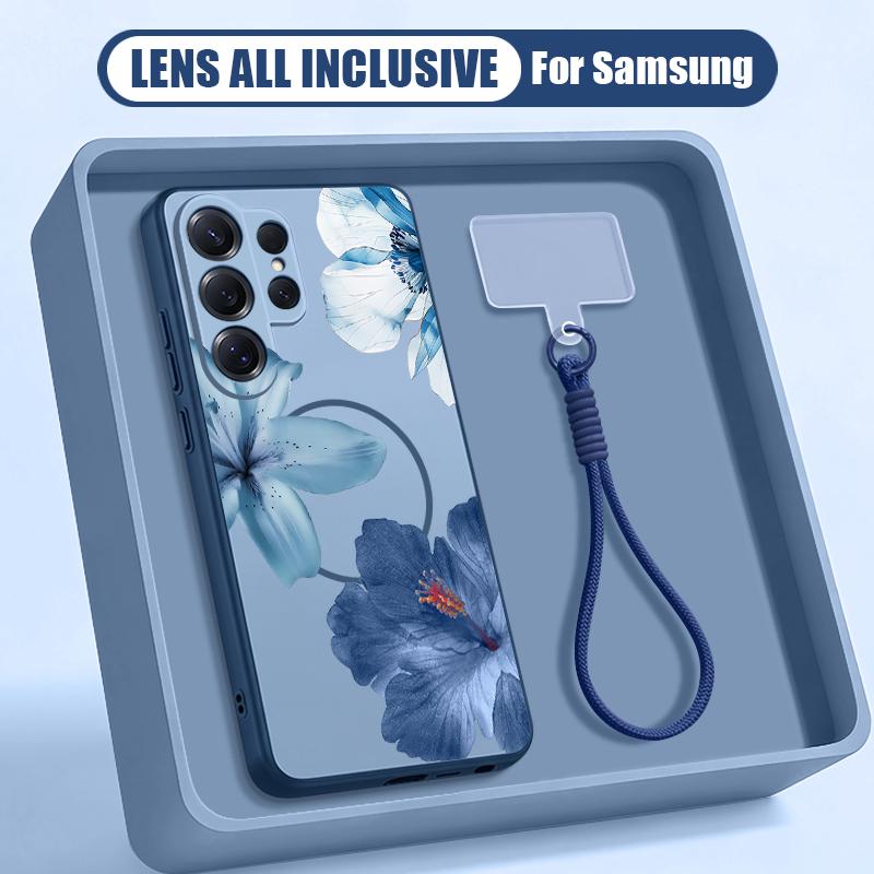Чехол с принтом акварельных цветов для Samsung S26 Ultra S25 FE S24 S24 Plus A57 A37 A17 A56 A36 A16 A55 A35 A15 A54 5G Гибридный Магнитный Матовый Чехол