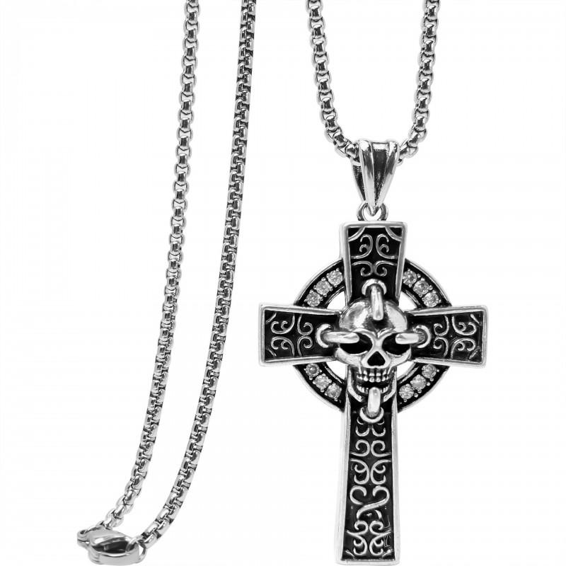 Unisex Bold Hip Hop Pendant Necklace Copper Cross Chain Statement Jewelry Daily Wear