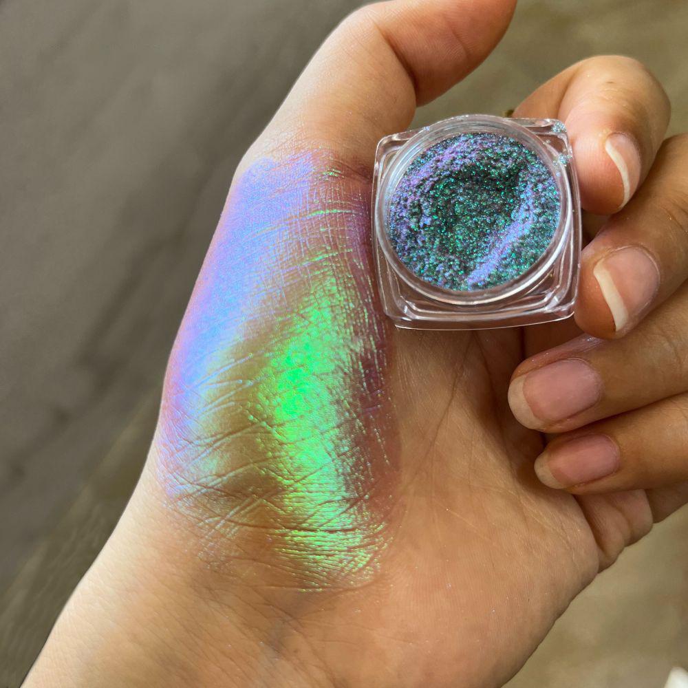 Многоцветные хамелеоновые тени для век, пудра, блестки для ногтей, Aurora Neon Rainbow Pigment, хромированная пудра, переливающиеся тени для век, декор для ногтей