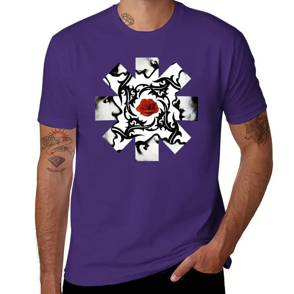 Red Rose on Center T-Shirt tops Aesthetic clothing big and tall t shirts for men