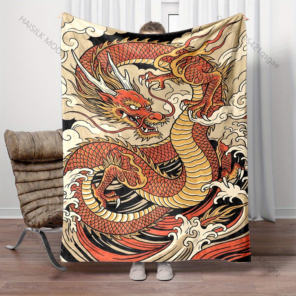 Multiple sizes Red dragon amidst clouds Blanket Suitable for Home Bedroom Sofa Travel Camping Blanket Various Sizes for Gifts