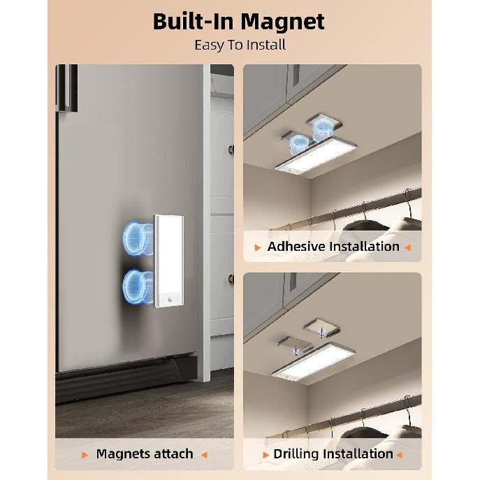 EZVALO 3000mAh Under Cabinet Lighting Wireless, 150LM Super Bright Motion Sensor Light, Rechargeable Under Counter Lights for Kitchen, Dimmable