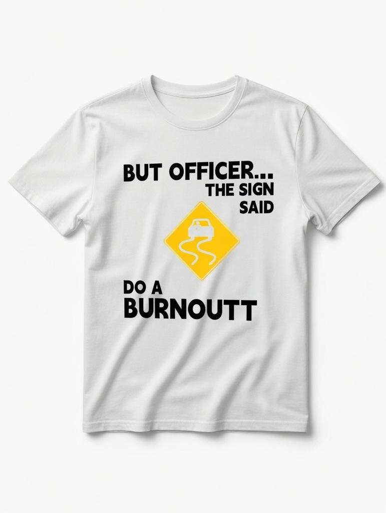 But Officer The Sign Said Do A Burnout T-Shirt - Funny Racing Tee