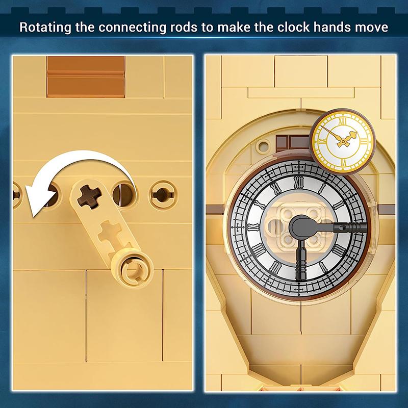 1071 шт., классическая башня с часами, строительные блоки, город, вид на улицу, средневековый замок, модель сборки, кирпичи, детские рождественские подарки